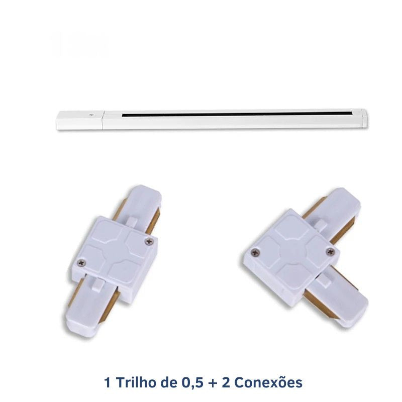 Luminária Trilho de Teto Eletrificado Modular Com Spots Ajustáveis, GU10, LEDZ - Preto/Branco