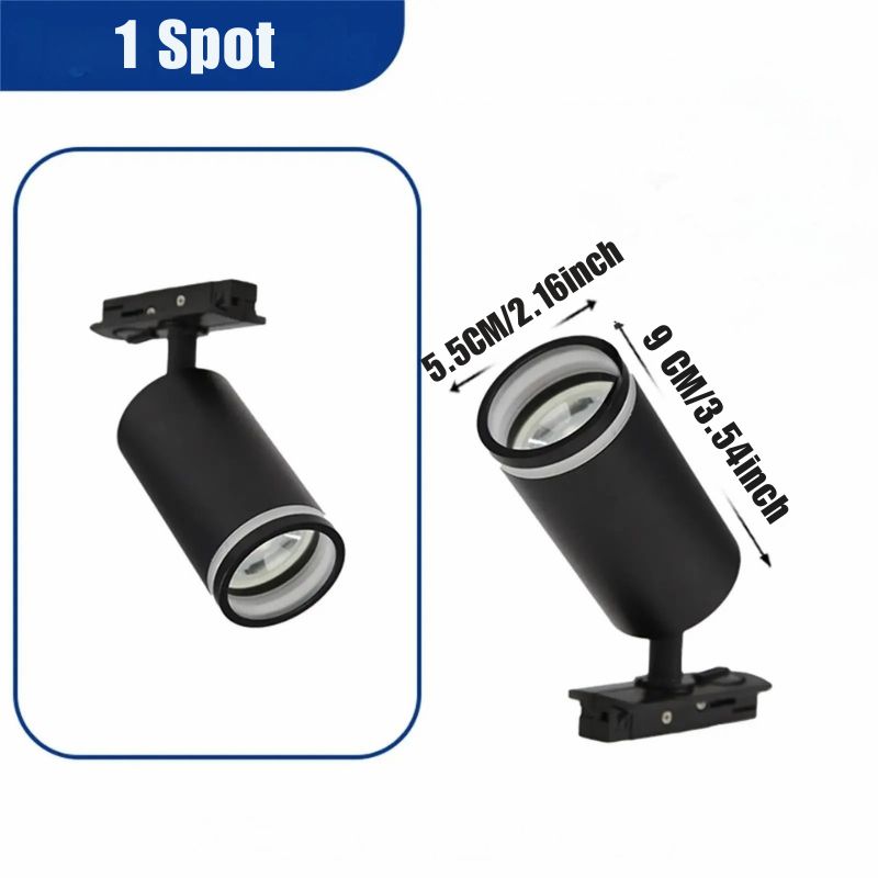 Luminária Trilho de Teto Eletrificado Modular Com Spots Ajustáveis, GU10, LEDZ - Preto/Branco