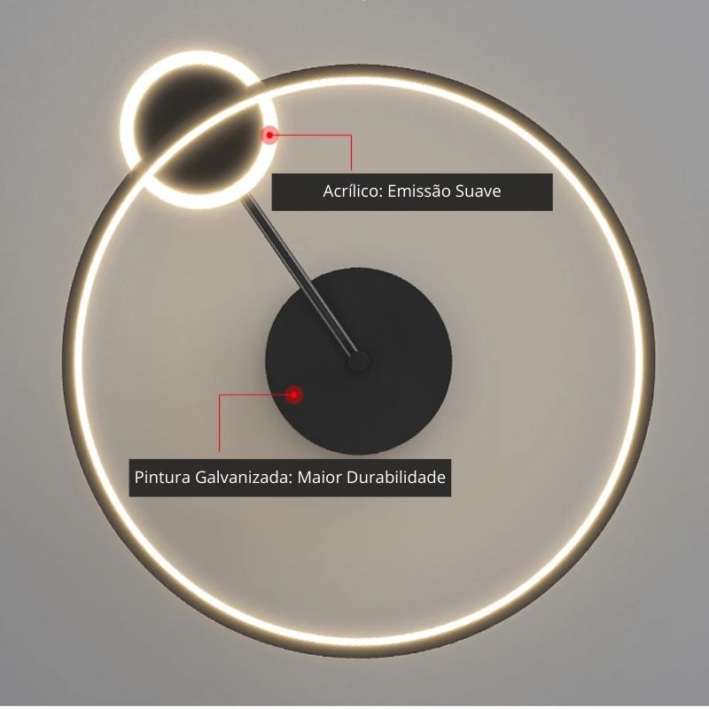 Luminária de Teto Plafon Moderno Circular Pendente Luxury LEDZ - Com Controle Remoto - 50cm