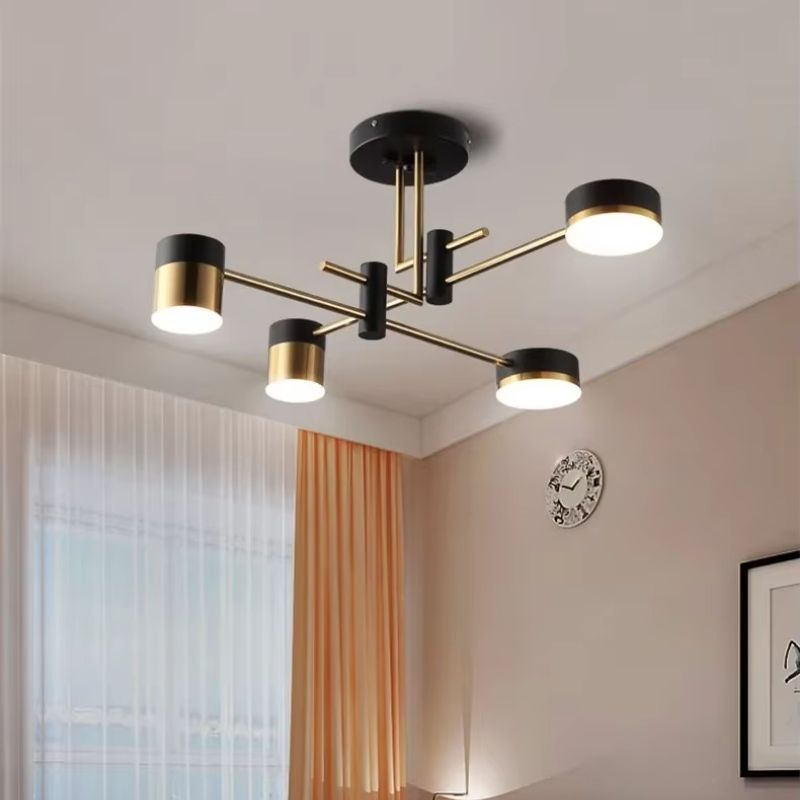 Lustre Pendente Moderno Geométrico Advantage Led - Preto e Dourado
