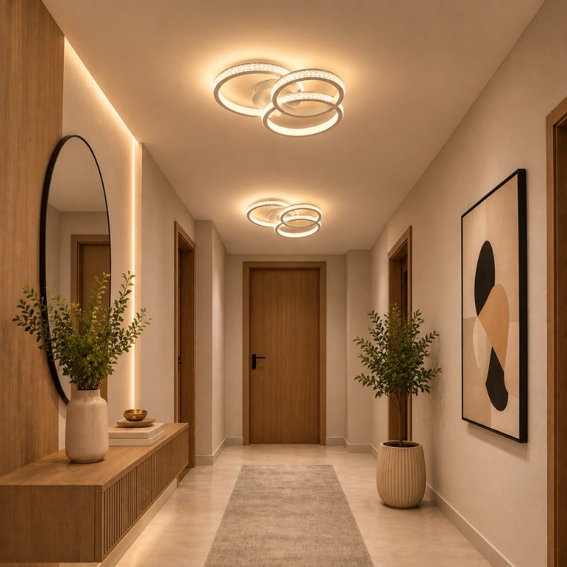 Luminária de Teto Plafon de Sobrepor 3 Arcos Efeito Cristal Genebra LEDZ - Branco ou Preto
