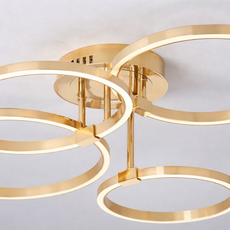 Lustre Luminária de Teto Circular Minimalista Com Controle Remoto e App de Celular Livorno LEDZ – Dourado / Prata / Preto – 61cm / 80cm