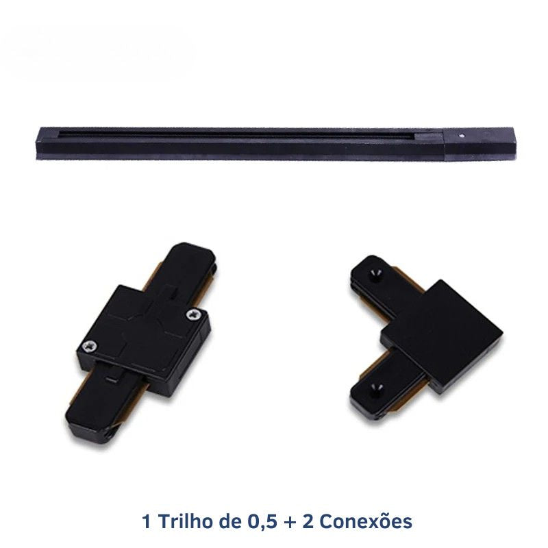 Luminária Trilho de Teto Eletrificado Modular Com Spots Ajustáveis, GU10, LEDZ - Preto/Branco
