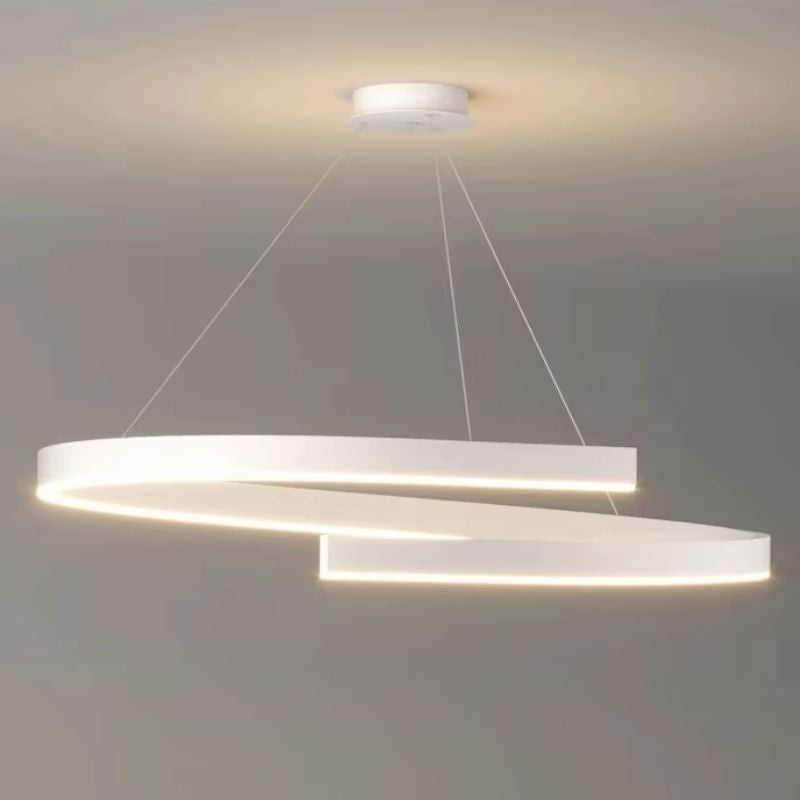 Lustre Pendente Minimalista Circular Orgânico Orbe LEDZ – Preto/Branco – 50cm/60cm/80cm
