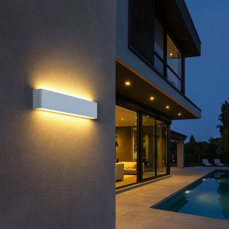 Luminária Arandela de Parede Externa à Prova D´Água IP65 Ultra Slim Axis - Branco - 30cm/40cm