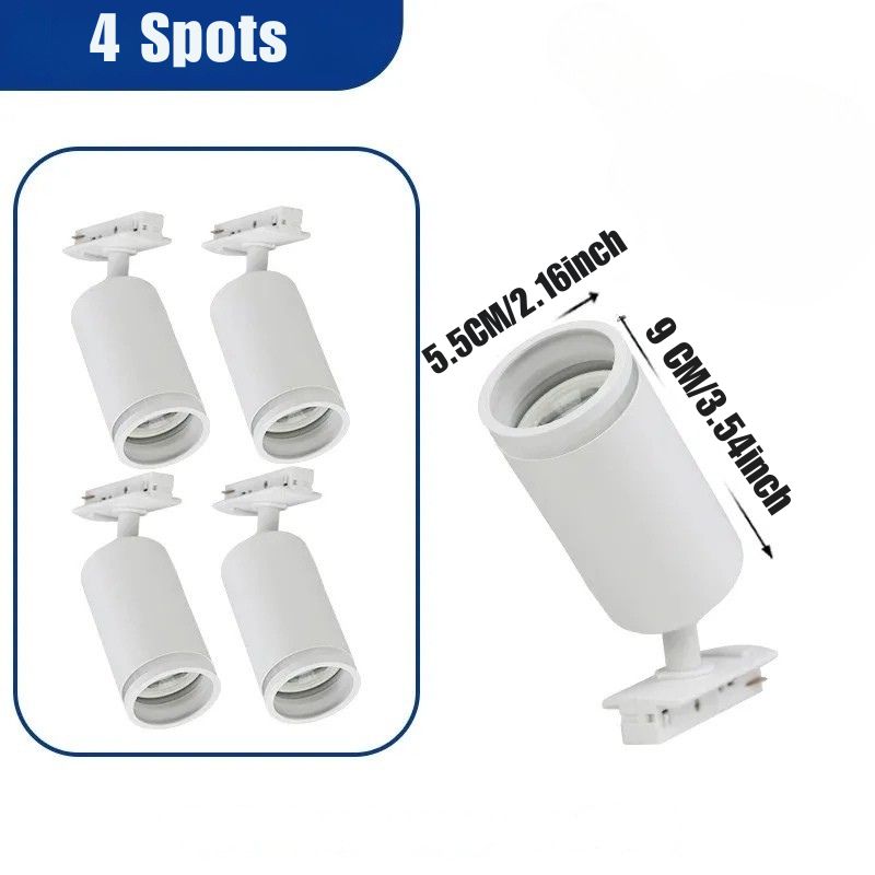 Luminária Trilho de Teto Eletrificado Modular Com Spots Ajustáveis, GU10, LEDZ - Preto/Branco