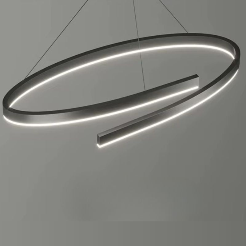 Lustre Pendente Minimalista Circular Orgânico Orbe LEDZ – Preto/Branco – 50cm/60cm/80cm