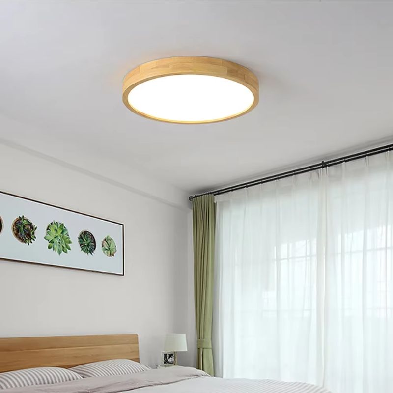 Luminária de Teto Plafon Ultra Slim Led - Circular - Cor Madeira