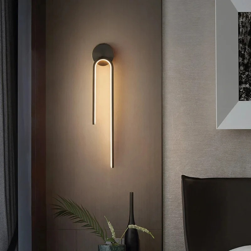 Luminária Arandela de Parede Minimalista Duetto LEDZ – Preto ou Dourado