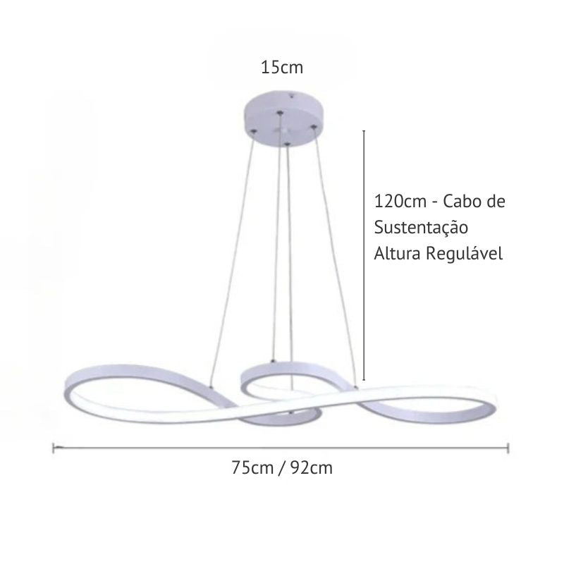 Lustre Pendente Minimalista Orgânico Nature LEDZ - Preto / Branco / Dourado – 75cm / 92cm