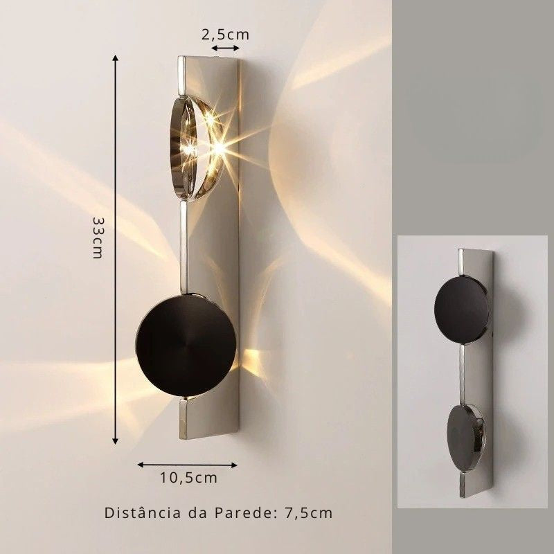 Luminária Arandela de Parede Moderna com Foco Direcionável Vicenza LEDZ – Prata Cromado – 1 Foco / 2 Focos
