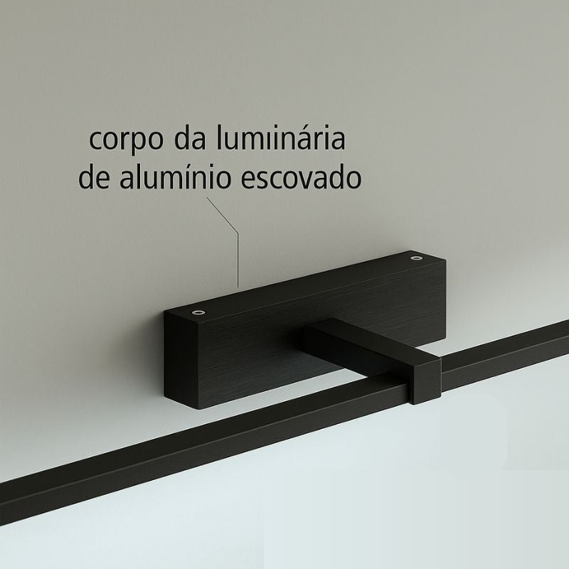 Luminária Arandela de Parede Slim Para Banheiro Retangular Led - 40cm/60cm - Preta/Branca