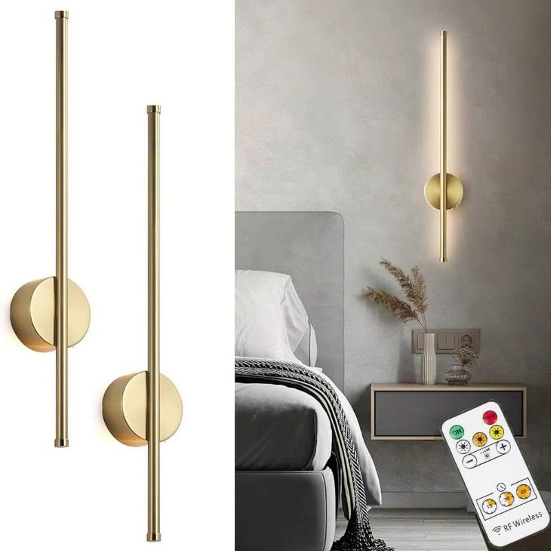 Luminária Arandela de Parede Sem Fio com Controle Remoto - Tendency LED - Preto/Dourado - 50cm