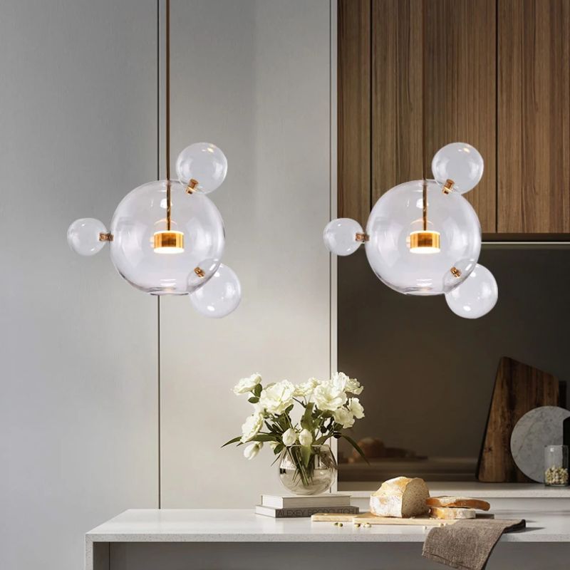 Lustre Pendente Design Italiano Vetro a Bolle Led - 1 Bolha / 4 Bolhas / 6 Bolhas
