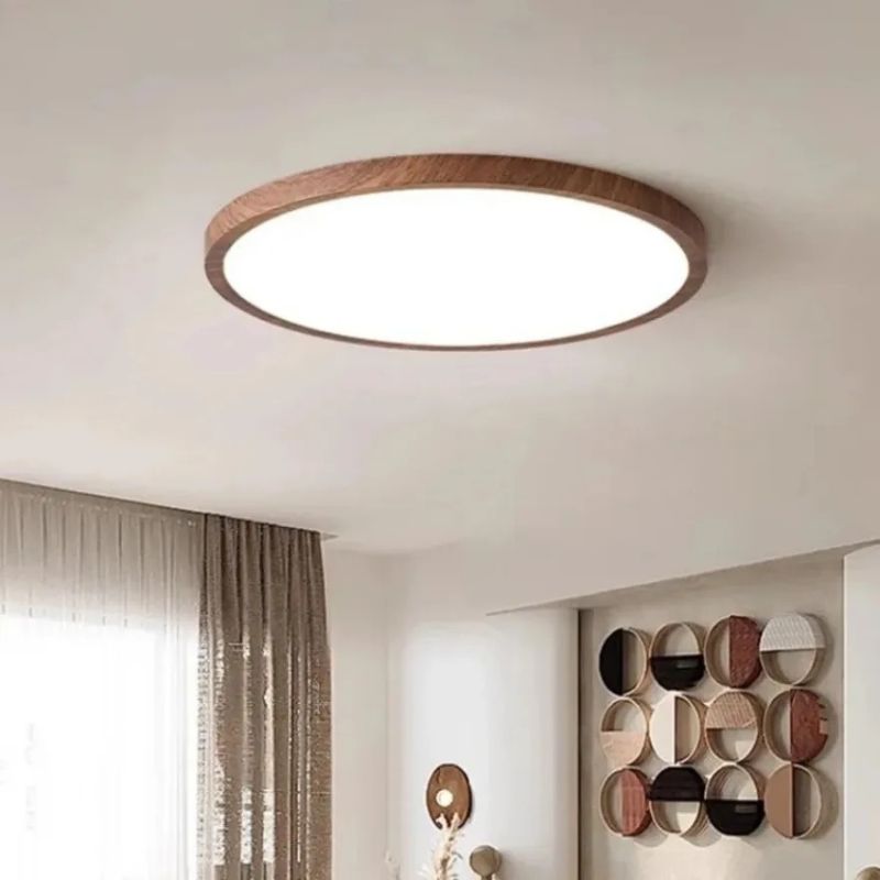 Luminária de Teto Plafon Ultra Slim LED – Circular – Textura Madeira Wall Nut – 30cm/40cm/50cm