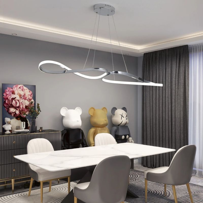 Lustre Pendente Minimalista Orgânico Gran Luxo Verona LEDZ – Dourado/Prata/Preto – 100cm – Controle Remoto e App