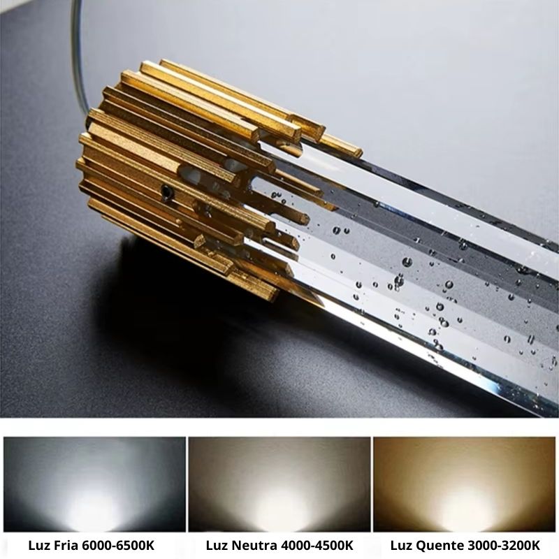 Lustre Pendente de Luxo Bastão em Bolhas Led