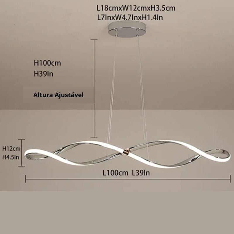 Lustre Pendente Moderno Infinity Led - Controle Remoto e APP - 100cm