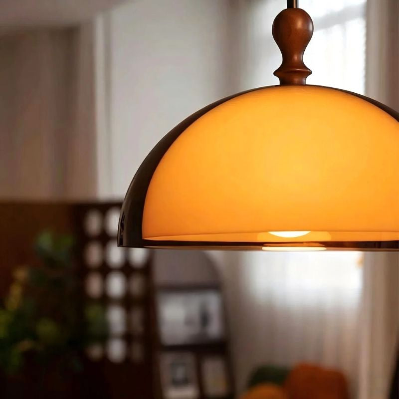 Lustre Pendente com Braço Articulado Estilo Bauhaus Dessau LEDZ – Âmbar Translúcido 35cm