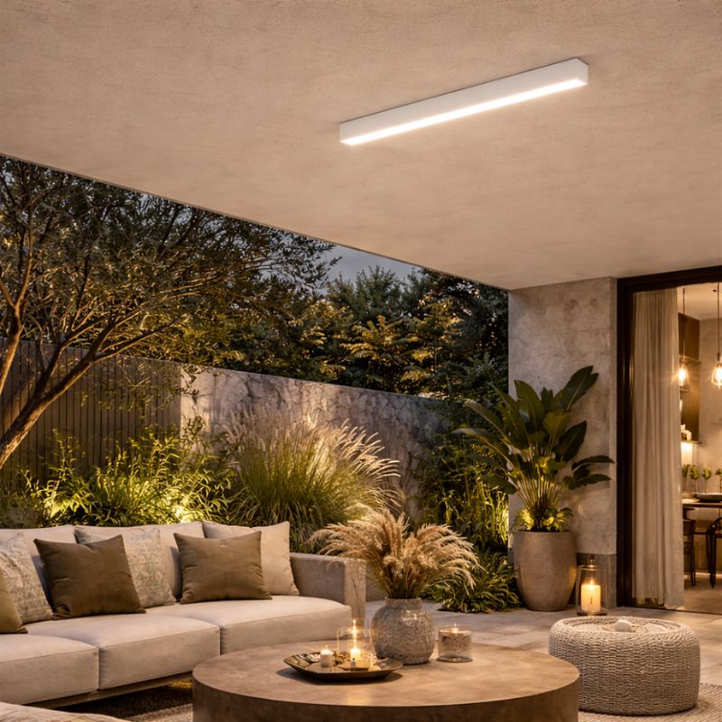 Luminária de Teto Plafon Linea Slim Ledz - 50cm/80cm - Preto/Branco
