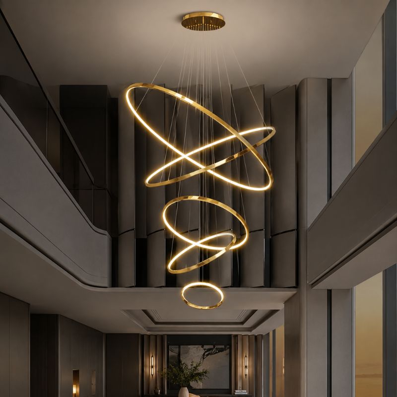 Lustre Pendente de Luxo para Pé-Direio Duplo Atena LEDZ – 5 Anéis (3 metros) / 4 Anéis (2 metros)