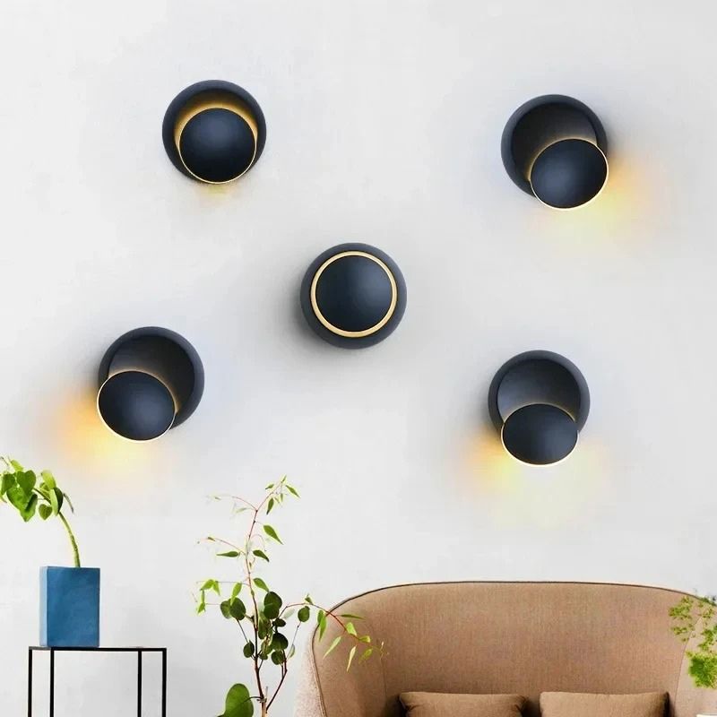 Luminária Arandela de Parede Moderna Minimalista Rotacionável Orbit LEDZ – Preta/Branca – 14cm