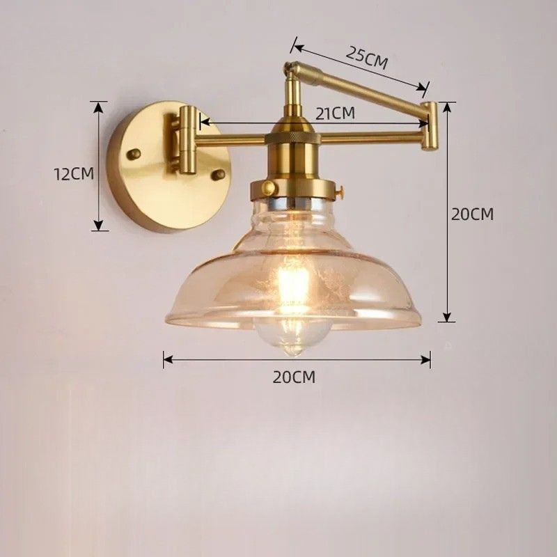 Luminária Arandela de Parede Articulada Vintage Retrô Lumière LEDZ – Âmbar / Transparente / Verde