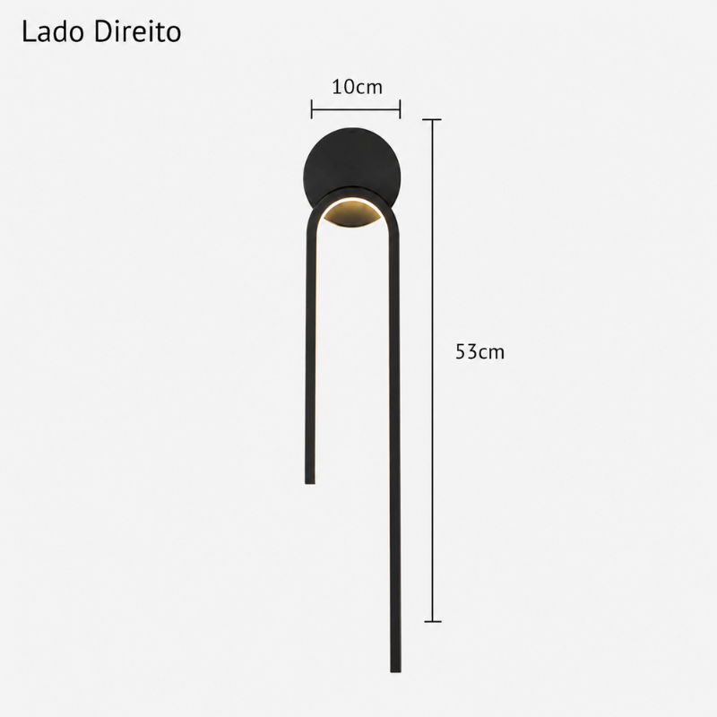 Luminária Arandela de Parede Minimalista Duetto LEDZ – Preto ou Dourado