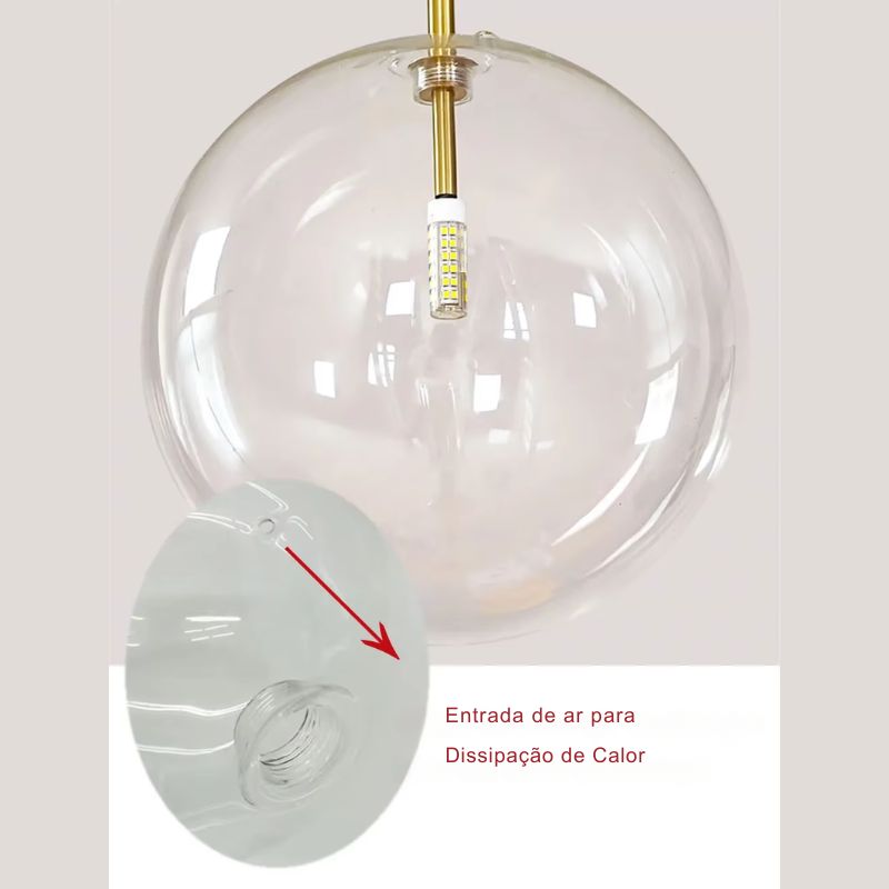 Lustre Pendente Design Italiano Vetro Chiaro LED