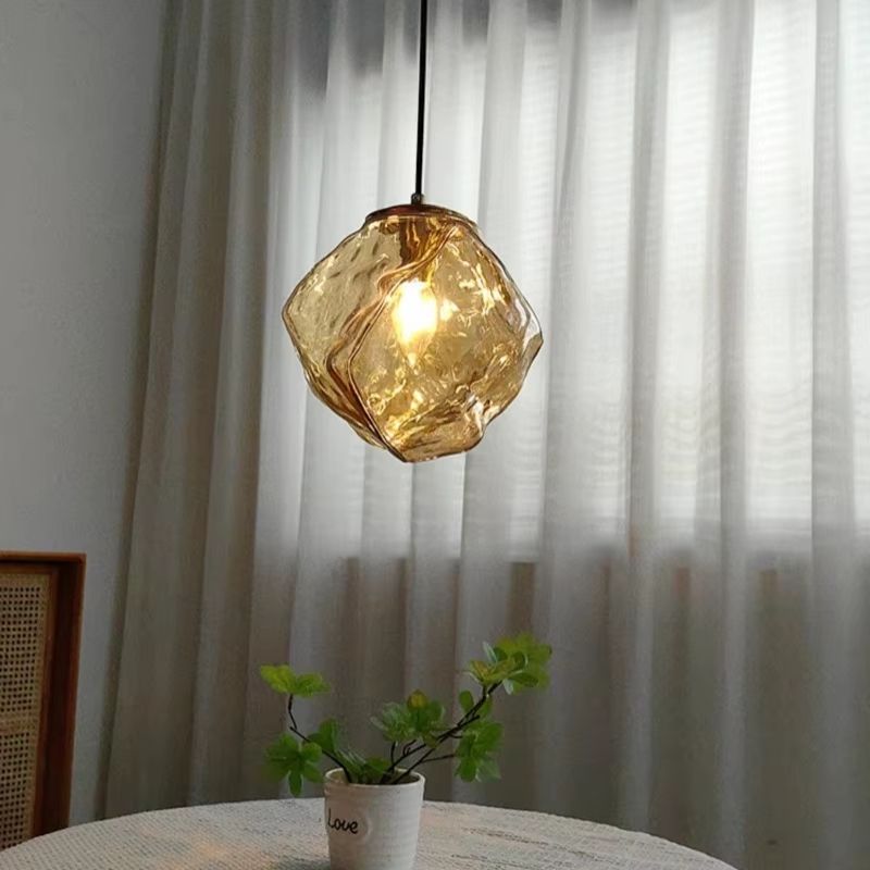 Lustre Pendente Minimalista Orgânico Torino LEDZ – Vidro – Transparente/Âmbar/Fumê – 15cm/22cm