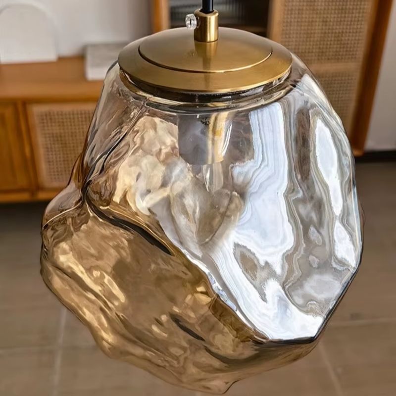 Lustre Pendente Minimalista Orgânico Torino LEDZ – Vidro – Transparente/Âmbar/Fumê – 15cm/22cm