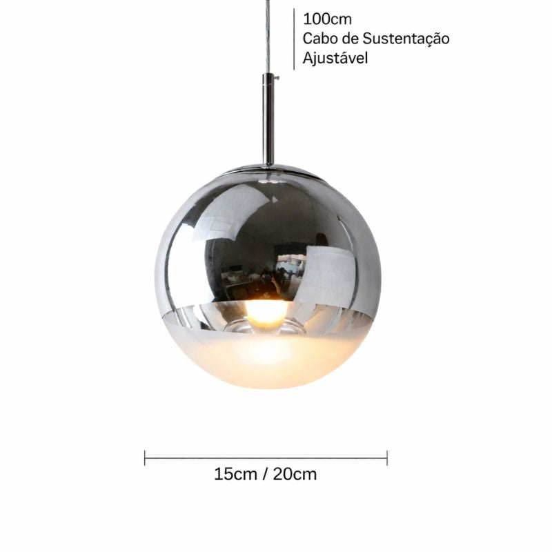 Lustre Pendente de Luxo Minimalista Orion LEDZ – Dourado/Prata/Rose Gold – 15cm/20cm