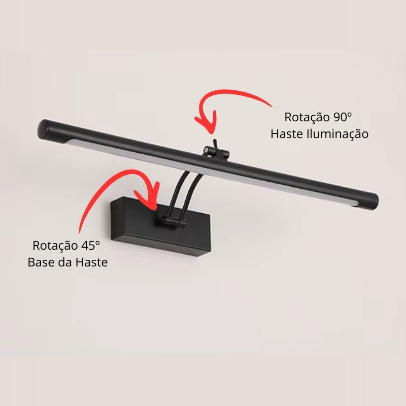 Luminária Arandela de Parede Slim Para Banheiro Regulável Varese LEDZ – Dourado / Prata / Preto – 40cm / 55cm