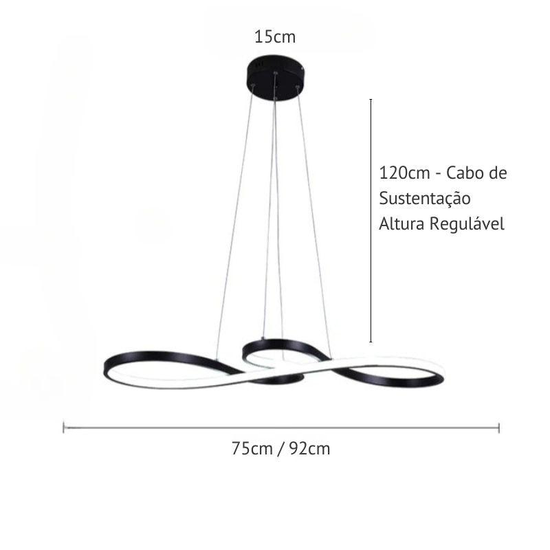 Lustre Pendente Minimalista Orgânico Nature LEDZ - Preto / Branco / Dourado – 75cm / 92cm
