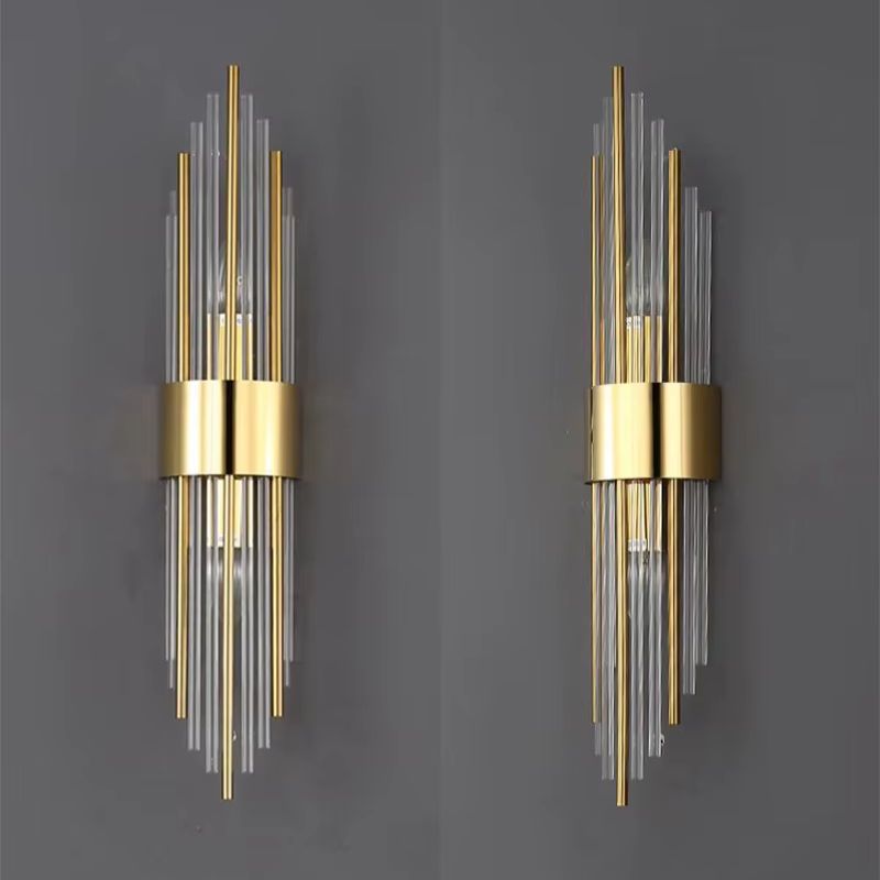 Luminária Arandela de Parede Feixes Led - Dourado/Preto - 35cm