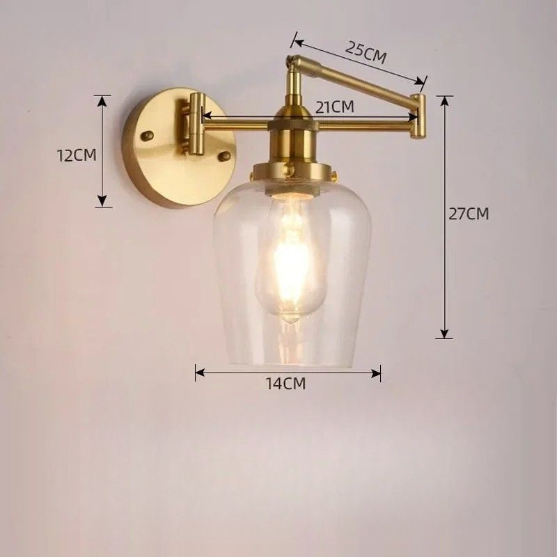 Luminária Arandela de Parede Articulada Vintage Retrô Lumière LEDZ – Âmbar / Transparente / Verde