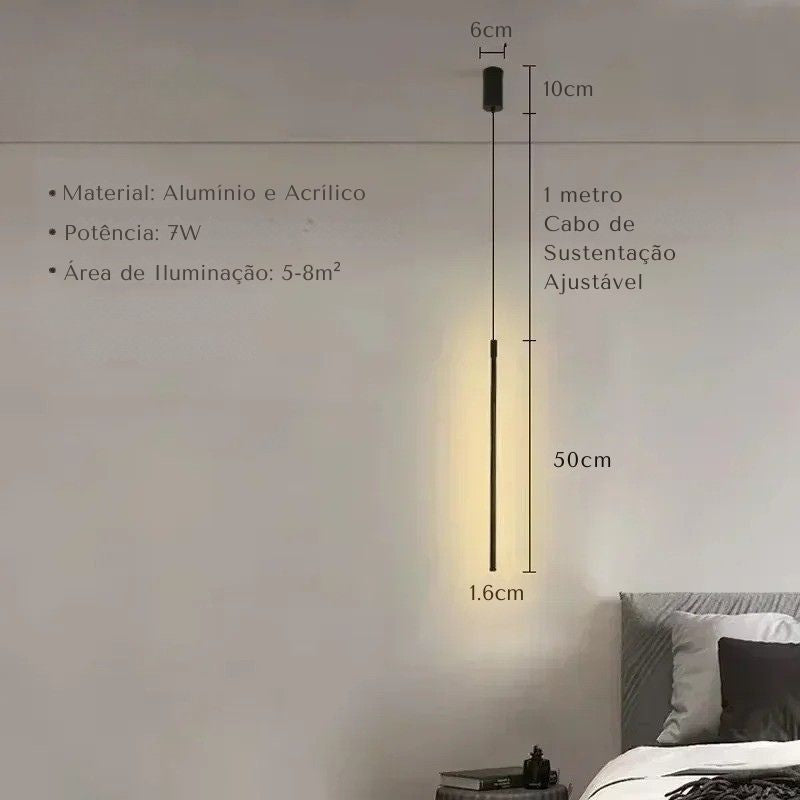 Lustre Pendente Minimalista Linear Ultra Slim Ravello LEDZ – 50cm/80cm/100cm