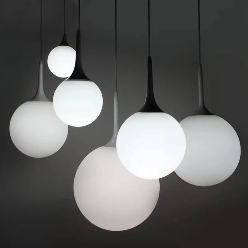 Lustre Pendente Moderno Minimalista Pingente em Globo Zarya LEDZ – Preto/Branco – 15cm/20cm/25cm