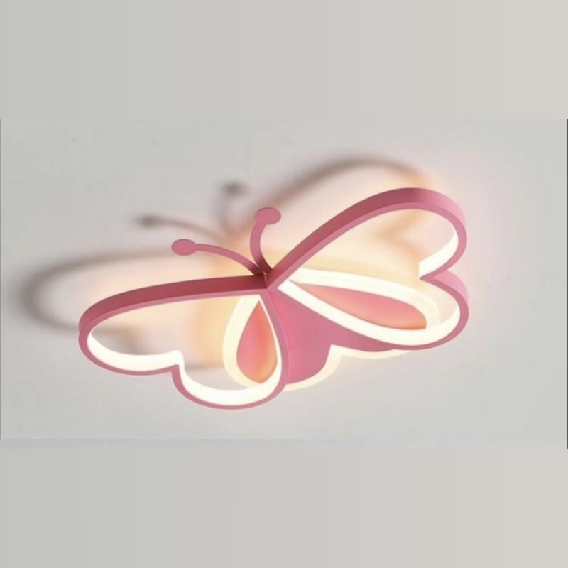 Luminária de Teto Plafon Para Quarto Infantil Borboleta Led - 50cm - Azul/Rosa
