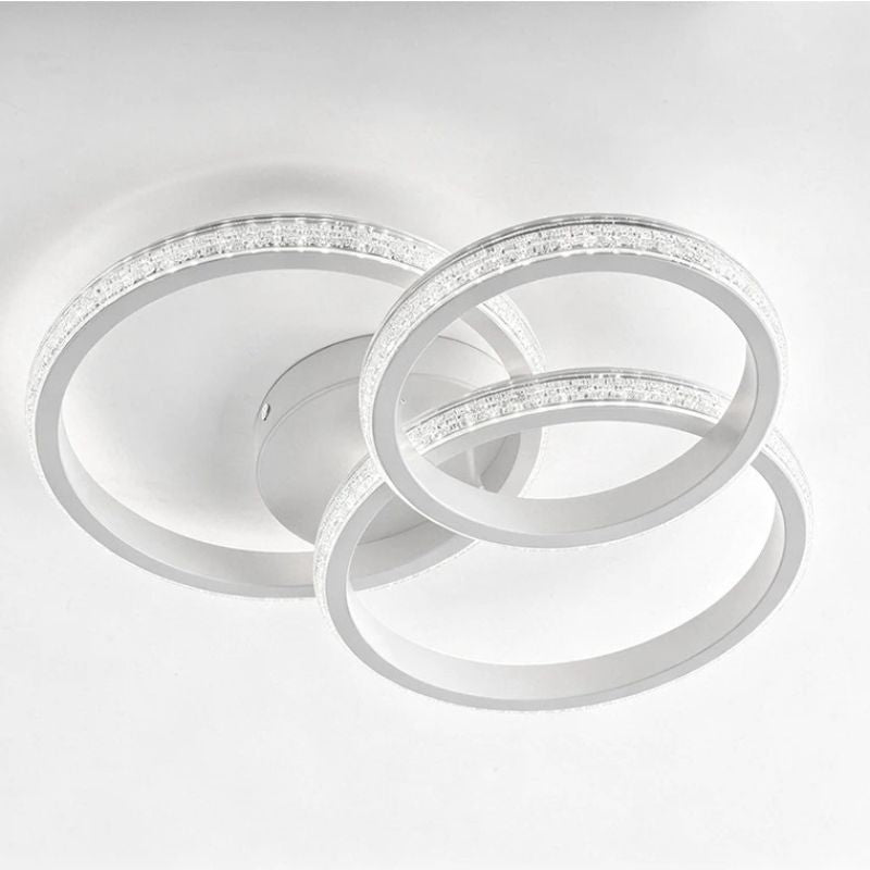 Luminária de Teto Plafon de Sobrepor 3 Arcos Efeito Cristal Genebra LEDZ - Branco ou Preto