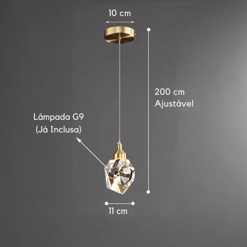 Lustre Pendente de Luxo Led - Diamante