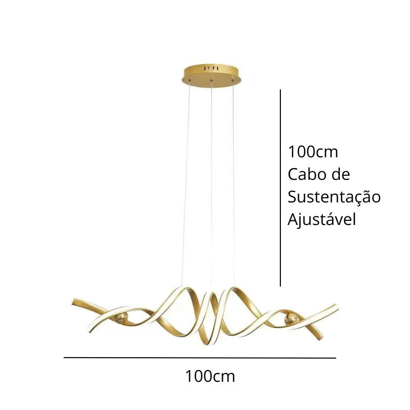 Lustre Pendente Moderno Minimalista Miraggio LEDZ - Com Controle Remoto - 100cm
