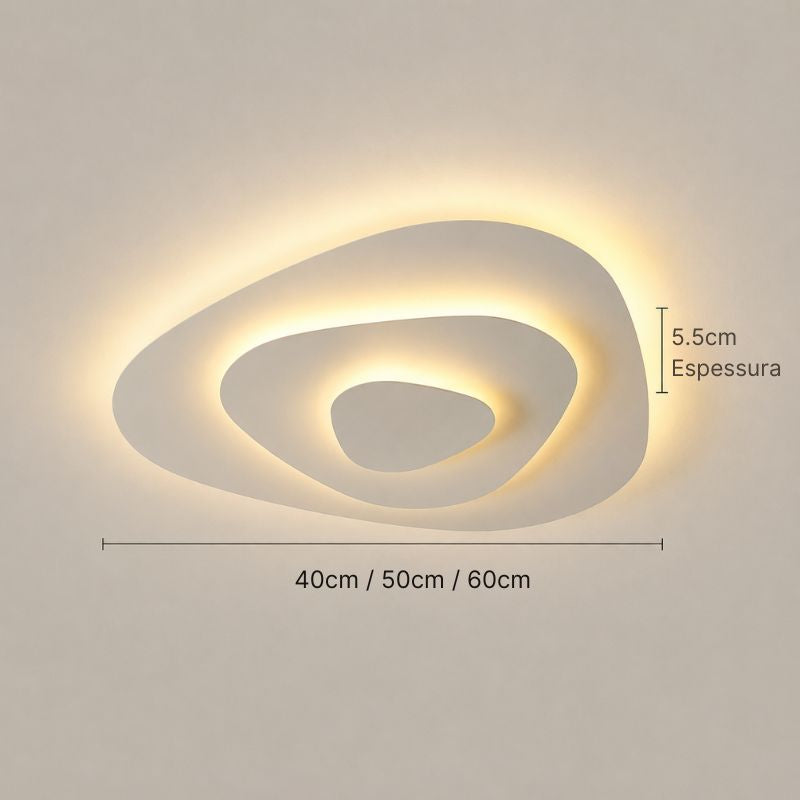 Lustre Luminária de Teto Plafon Minimalista Orgânico Concetto LEDZ - 40cm/50cm/60cm