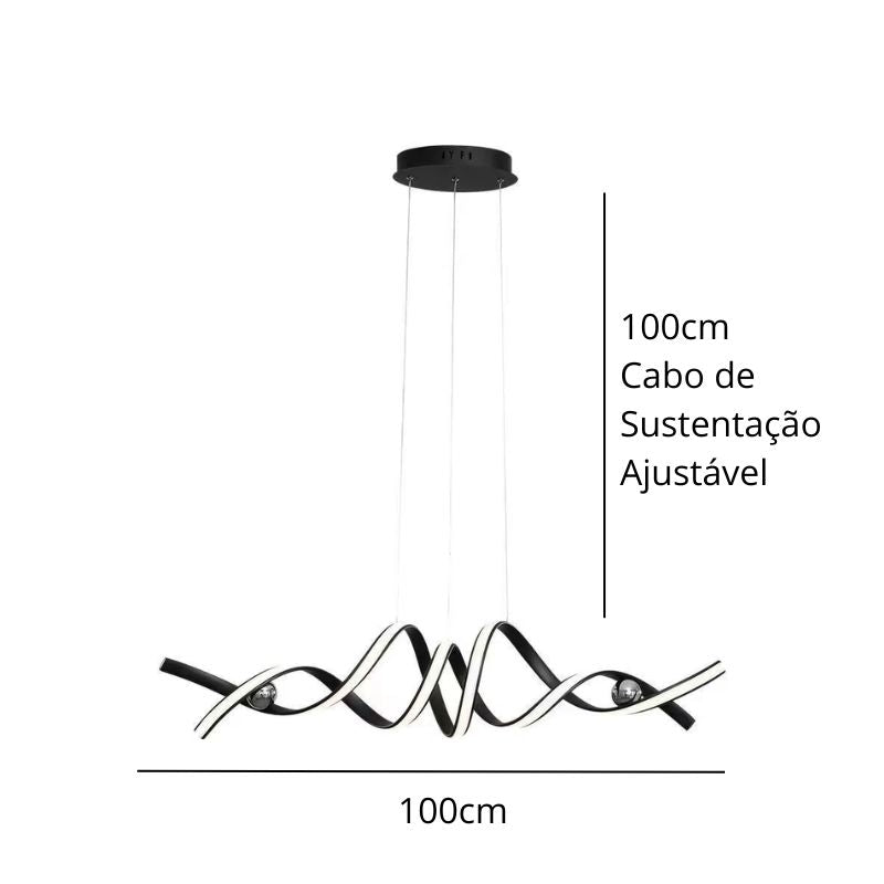 Lustre Pendente Moderno Minimalista Miraggio LEDZ - Com Controle Remoto - 100cm