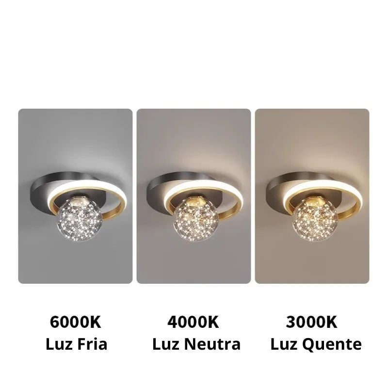 Luminária de Teto Plafon Moderno Globo Circular Ledz