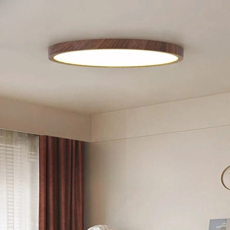 Luminária de Teto Plafon Ultra Slim LED – Circular – Textura Madeira Wall Nut – 30cm/40cm/50cm