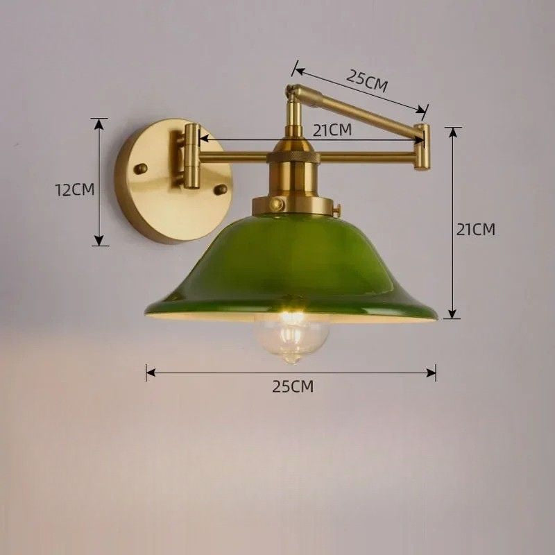Luminária Arandela de Parede Articulada Vintage Retrô Lumière LEDZ – Âmbar / Transparente / Verde