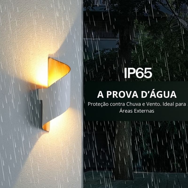 Luminária Arandela de Parede Externa à Prova D´Água IP65 Caracol Led - Preto/Branco - 23cm/28cm