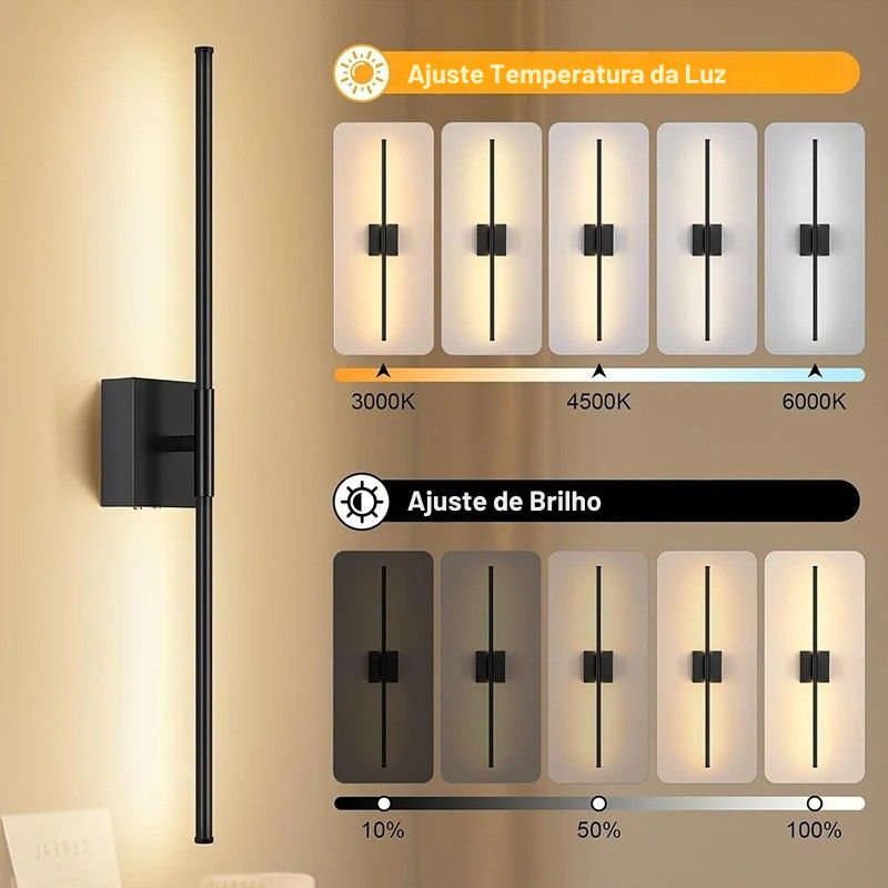Luminária Arandela de Parede Sem Fio Recarregável Rotacionável Versa LEDZ