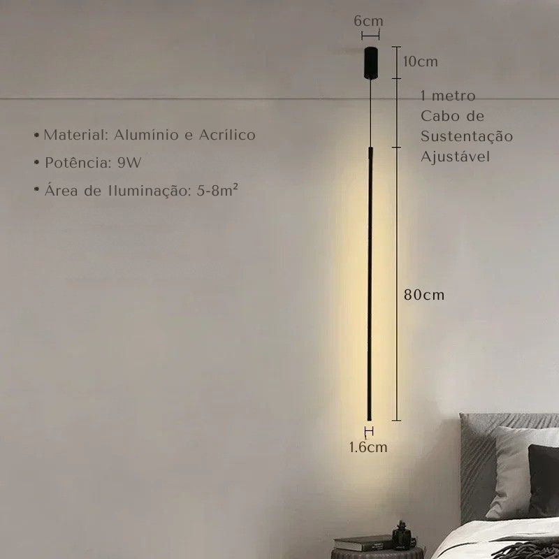 Lustre Pendente Minimalista Linear Ultra Slim Ravello LEDZ – 50cm/80cm/100cm